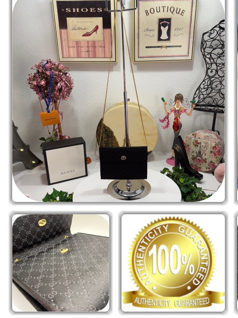 EXQUISITE & RARE GUCCI BLACK GG MONOGRAM 2-WAY CLUTCH/HANDBAG!